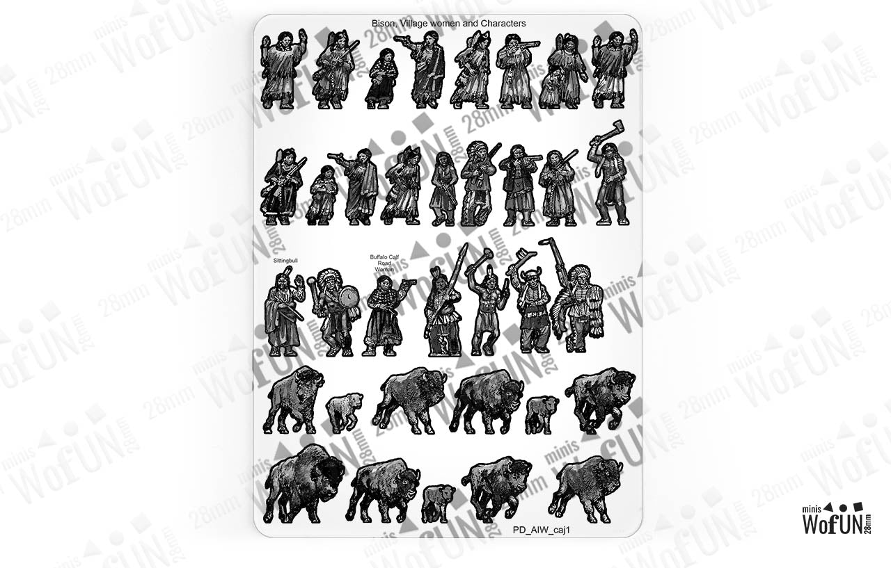 Bison Herd & Village Women