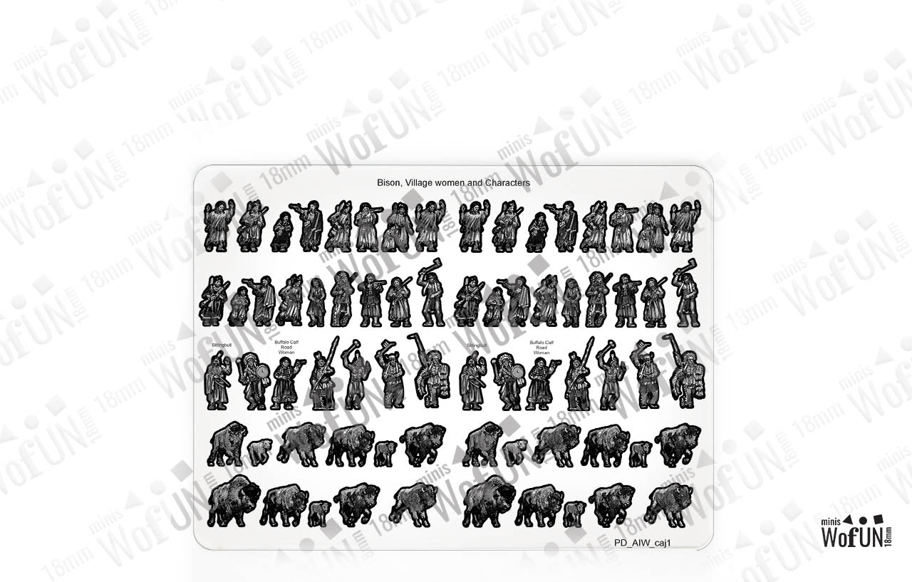 Bison Herd & Village Women