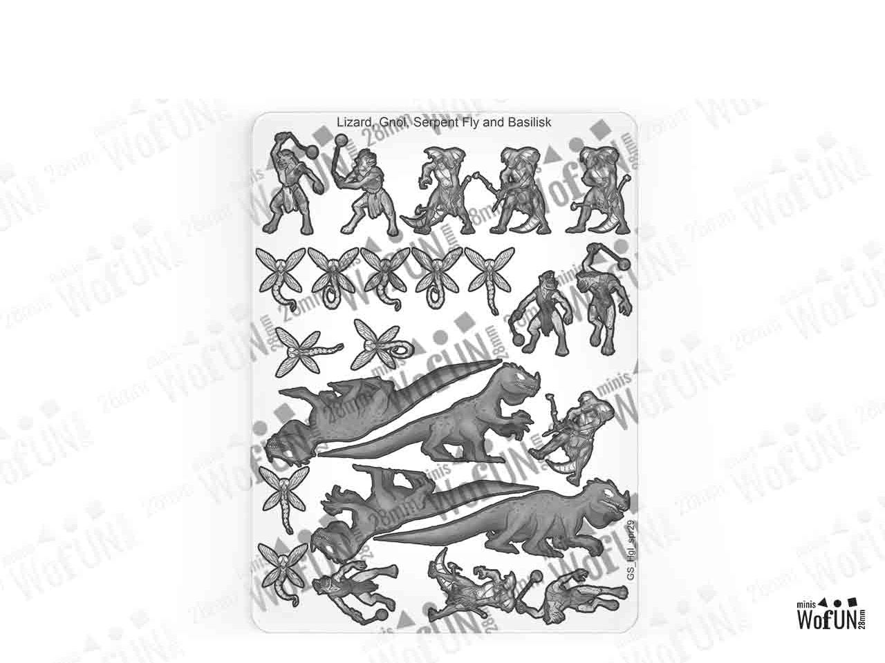 Lizard, Gnol, Serpent Fly and Basilisk (Swamp Creatures)