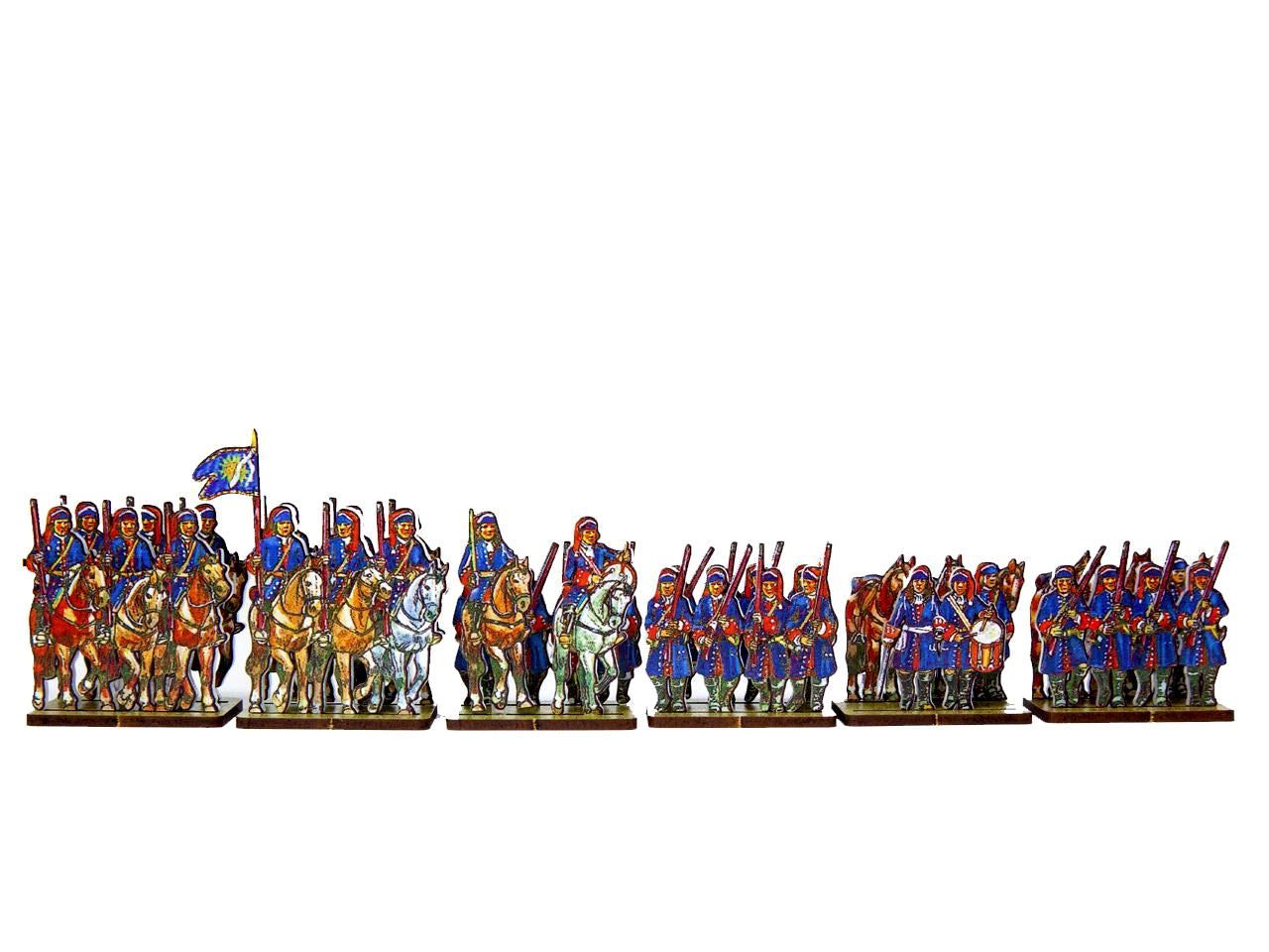 French Dragoons mounted and dismounted (blue uniform)