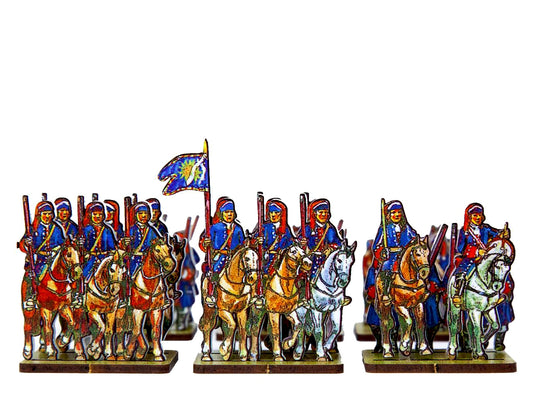 French Dragoons mounted and dismounted (blue uniform)