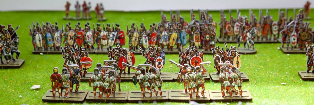 Historical tabletop wargame showing a decisive flank envelopment from Cannae to the Peninsular War