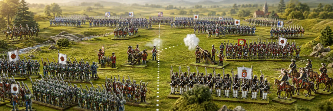 Historical wargaming armies on a tactical battlefield