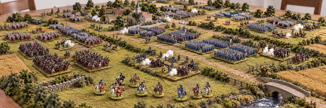 10mm Waterloo armies on a dining table