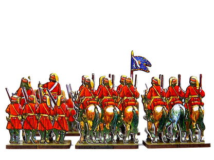 French Dragoons mounted and dismounted (red uniform)