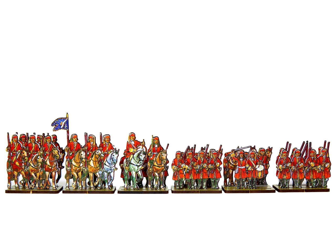 French Dragoons mounted and dismounted (red uniform)