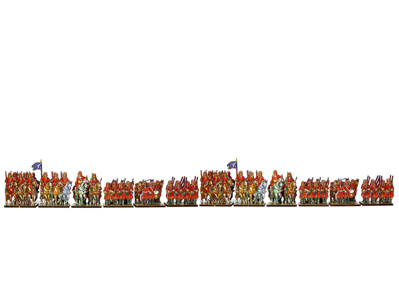 French Dragoons mounted and dismounted (red uniform)