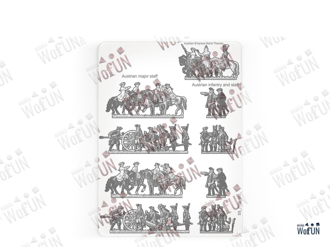 Austrian Empress Maria Theresa, Austrian Major Staff, Austiran Infantry and Staff