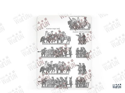 Austrian Empress Maria Theresa, Austrian Major Staff, Austiran Infantry and Staff