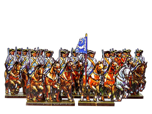 Dutch Cavalry (blue cuffs) and Prusian Line Cavalry